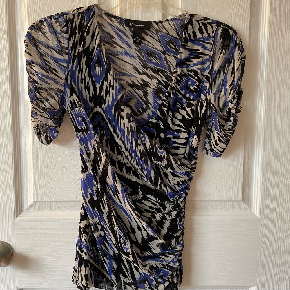 Women’s INC Ruched Blue Top Size Medium